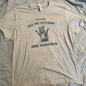 Graphic Tshirt raccoon Size 2X Bella & Canvas all my systems are nervous